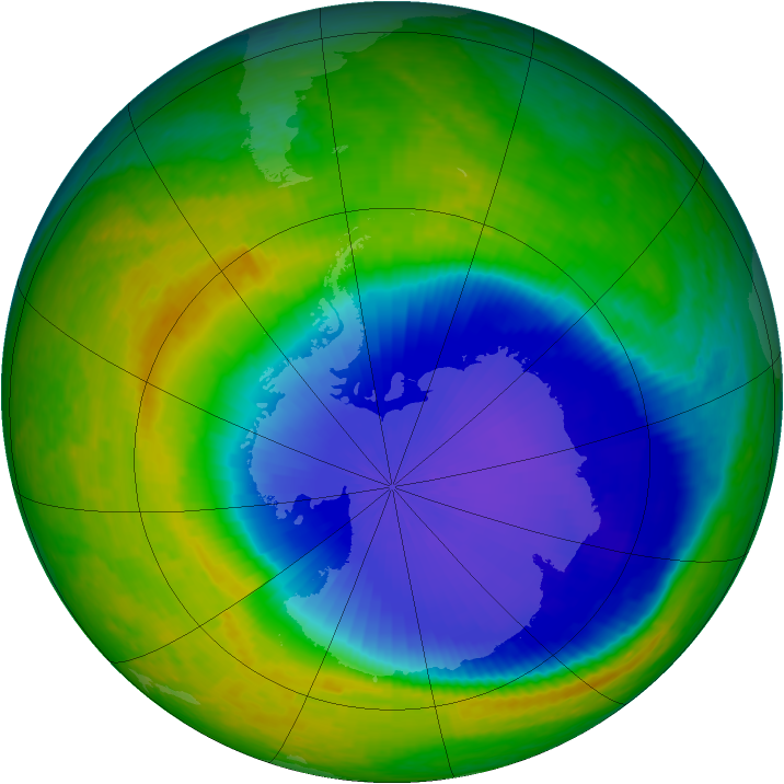 Antarctic ozone map for 01 November 2001